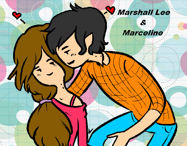 Dibujo Marshall Lee y Marceline pintado por Helga