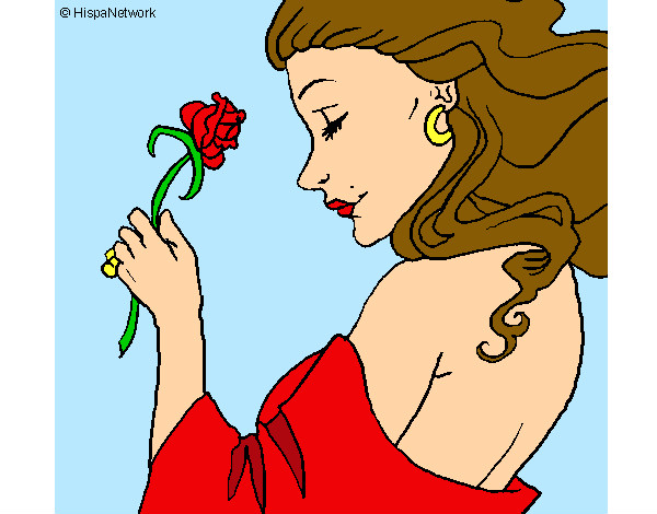 Dibujo Princesa con una rosa pintado por Sandrixbel