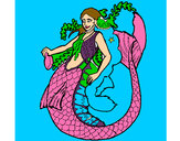 Dibujo Sirena con larga melena pintado por janmafer