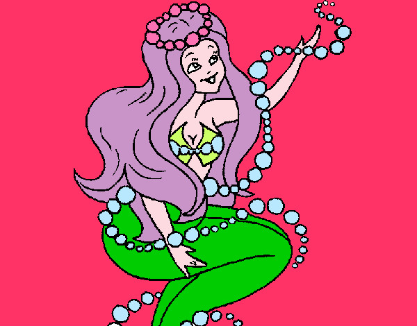Dibujo Sirena entre burbujas pintado por naideli