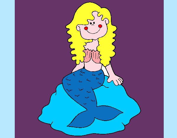 Dibujo Sirena sentada en una roca pintado por seyka