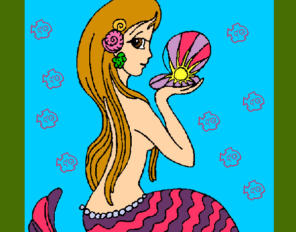 Dibujo Sirena y perla pintado por maimo