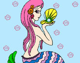 Dibujo Sirena y perla pintado por naideli