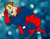 Dibujo Superhéroe volando pintado por Meny