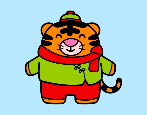 Dibujo Tigre en inverno pintado por burgerking