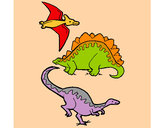 Dibujo Tres clases de dinosaurios pintado por JEFTE