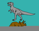 Dibujo Triceratops y tiranosaurios rex pintado por JEFTE