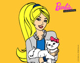 Dibujo Barbie con su linda gatita pintado por charito