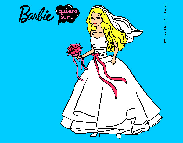 Dibujo Barbie vestida de novia pintado por alma11