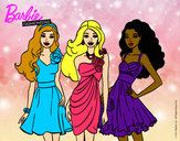 Dibujo Barbie y sus amigas vestidas de fiesta pintado por Flopy0523