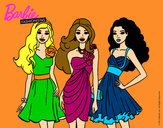 Dibujo Barbie y sus amigas vestidas de fiesta pintado por ianna