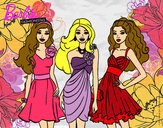 Dibujo Barbie y sus amigas vestidas de fiesta pintado por jwoon