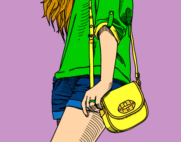 Dibujo Chica con bolso pintado por ianna