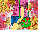 Dibujo Chica con bolso pintado por NOUR