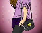 Dibujo Chica con bolso pintado por ximena9999