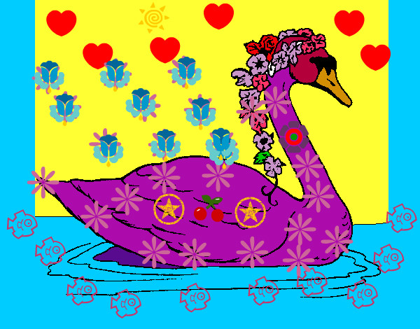 Dibujo Cisne con flores pintado por perlita001