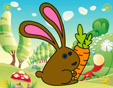 Dibujo Conejo con zanahoria pintado por seila