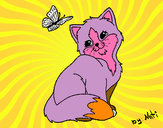 Dibujo Gatito y mariposa pintado por blaki