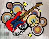 Dibujo Guitarra y estrellas pintado por thomasborj