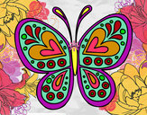 Dibujo Mandala mariposa pintado por ainoalian