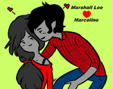 Dibujo Marshall Lee y Marceline pintado por fionaYcake