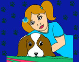 Dibujo Niña abrazando a su perro pintado por coralgrim