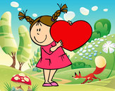Dibujo Niña con corazón pintado por Lucia9
