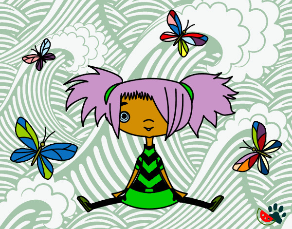 Dibujo Niña con mariposas pintado por Natasha-MF