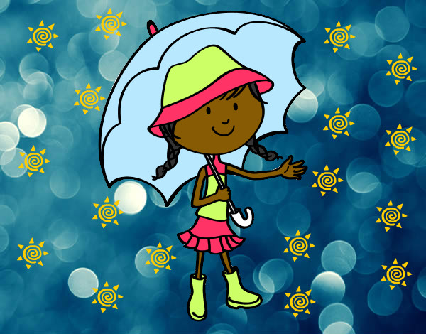Dibujo Niña con paraguas pintado por pinky6262