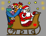 Dibujo Papa Noel en su trineo pintado por ainoalian
