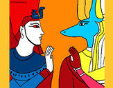 Dibujo Ramsés y Anubis pintado por karmelita