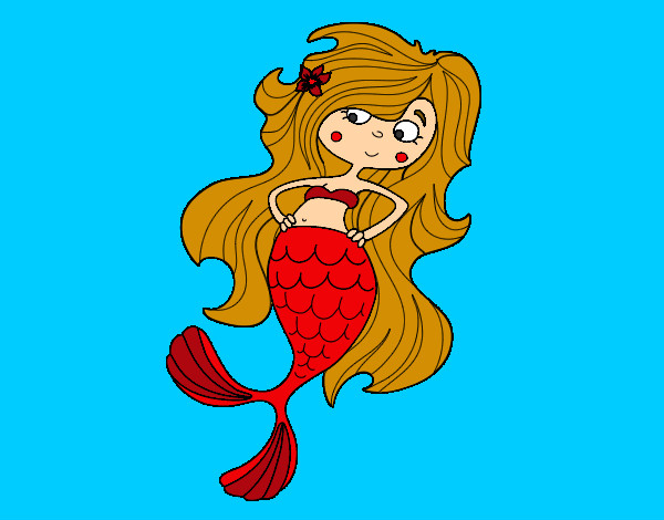 Dibujo Sirena con los brazos en la cardera pintado por ianna