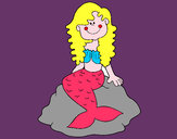 Dibujo Sirena sentada en una roca pintado por ferbarrera