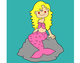 Dibujo Sirena sentada en una roca pintado por m-l-p-c