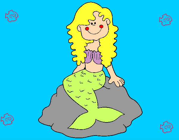 Dibujo Sirena sentada en una roca pintado por paolalizet