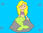 Dibujo Sirena sentada en una roca pintado por paolalizet