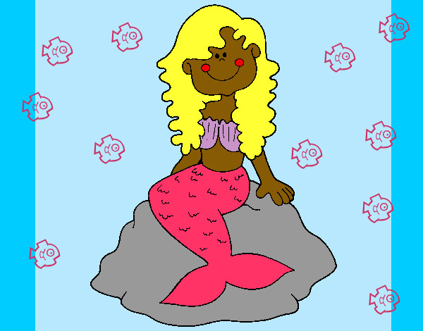 Dibujo Sirena sentada en una roca pintado por pinky6262