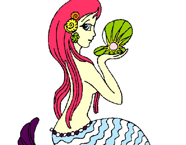 Dibujo Sirena y perla pintado por cholin  