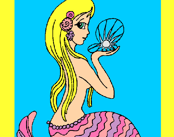 Dibujo Sirena y perla pintado por lullanita