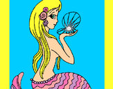 Dibujo Sirena y perla pintado por lullanita