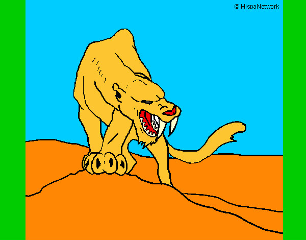 Dibujo Tigre con afilados colmillos pintado por pingo