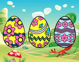 Dibujo Tres huevos de pascua pintado por m-l-p-c