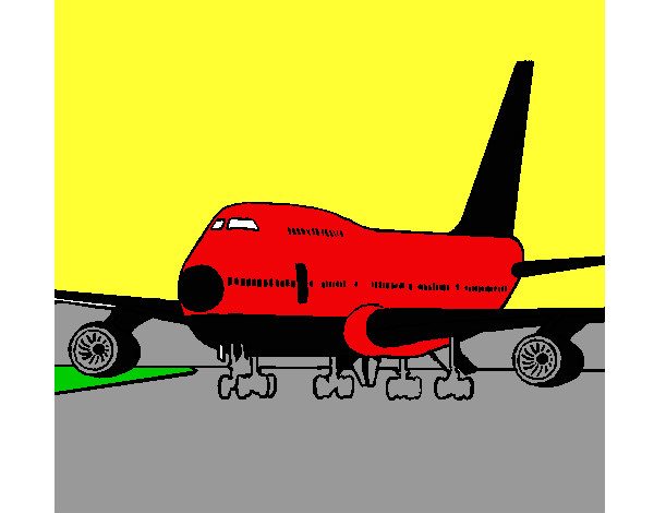 Dibujo Avión en pista pintado por wakilago