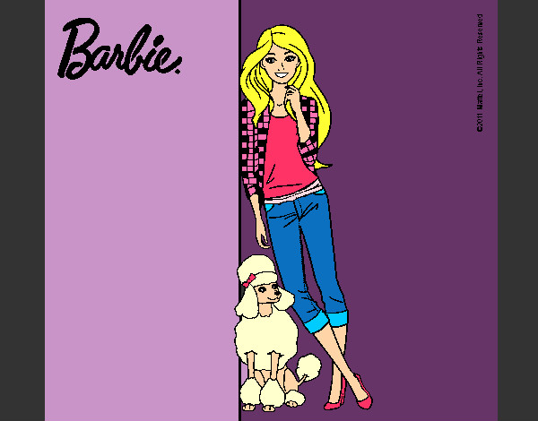 Dibujo Barbie con cazadora de cuadros pintado por milenita19