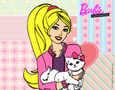 Dibujo Barbie con su linda gatita pintado por milenita19