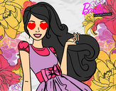 Dibujo Barbie con su vestido con lazo pintado por Loreto-Xar