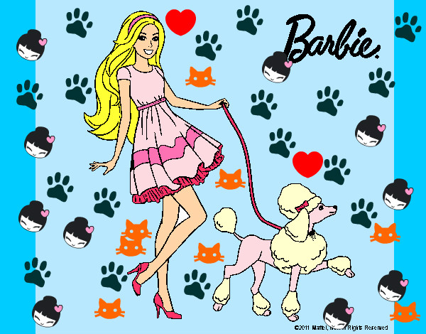 Dibujo Barbie paseando a su mascota pintado por milenita19