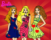 Dibujo Barbie y sus amigas vestidas de fiesta pintado por Pop4u