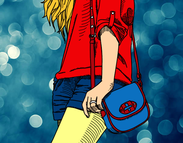 Dibujo Chica con bolso pintado por rosalauri