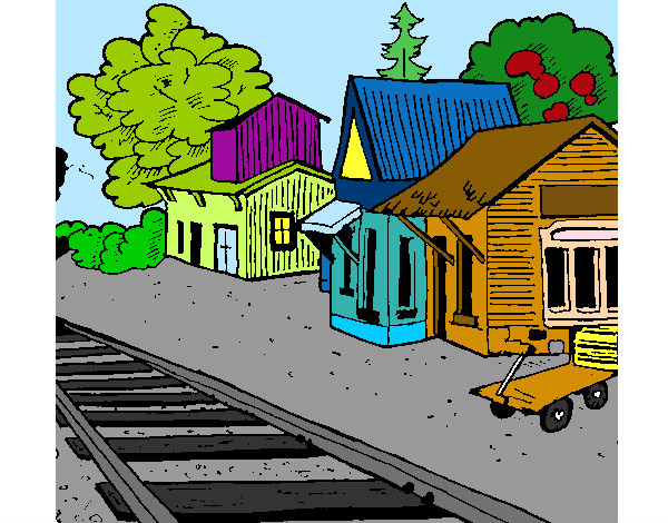 Dibujo Estación de tren pintado por Andreeaes